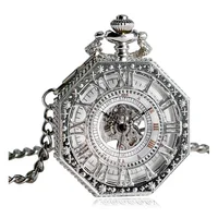 

Skeleton Retro Old Railroad Style Octagon Steampunk Mechanical Hand Wind Pocket Watch