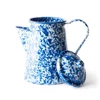 Antique Blue and White Enamelware Coffee Pot Ware Enamel Pitcher
