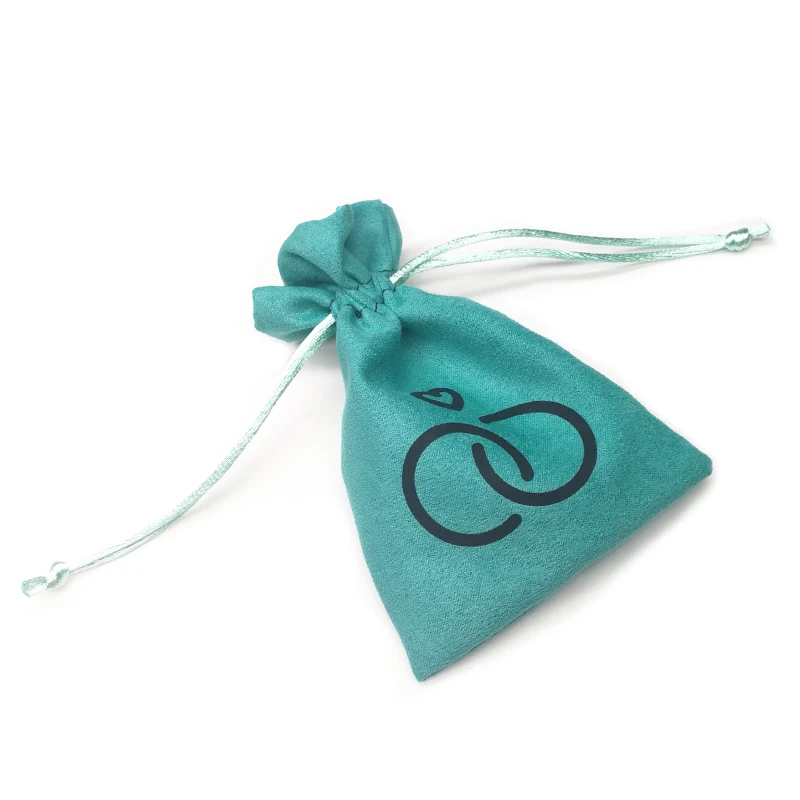 

Custom logo printed drawstring velvet jewelry pouch bag, Customized color