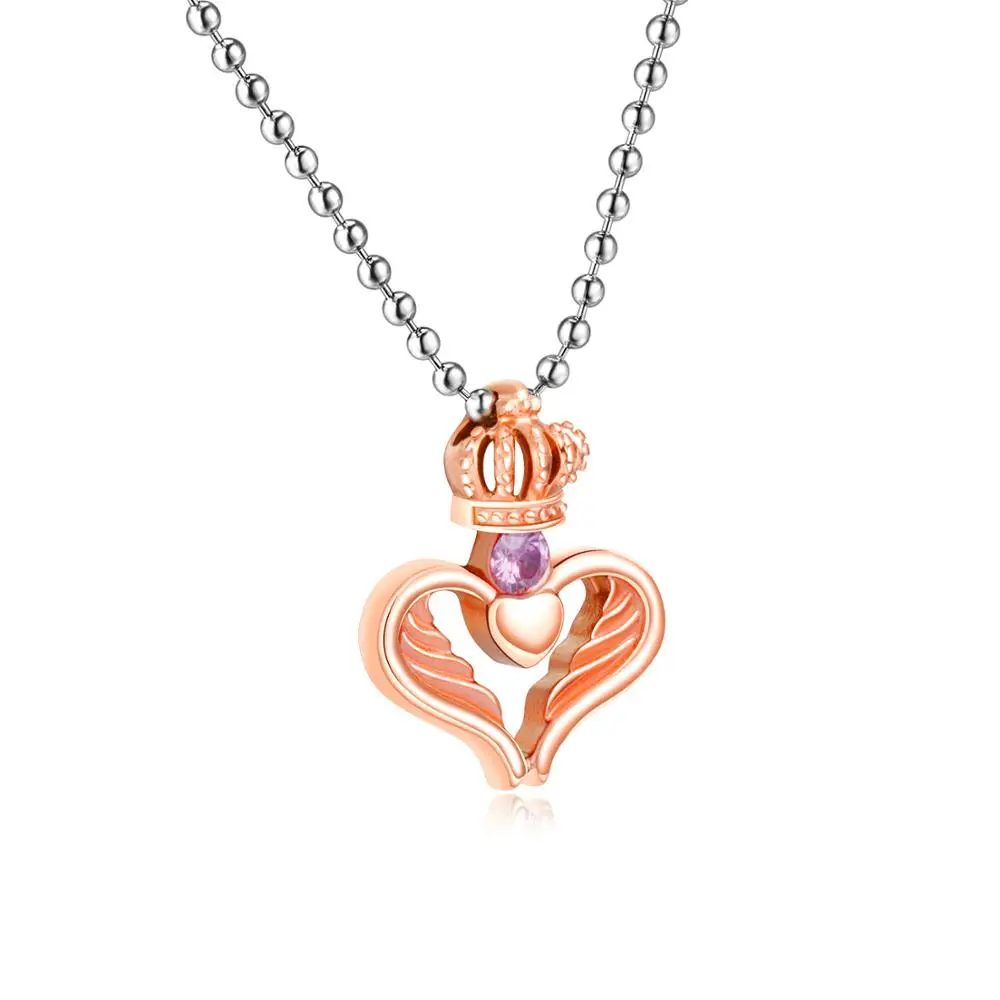 

Couple jewelry fancy crown heart pendant necklace, Rose gold black