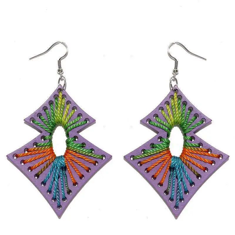 

African Fabric Fashion Handmade Wood Earrings Factory Imported From China