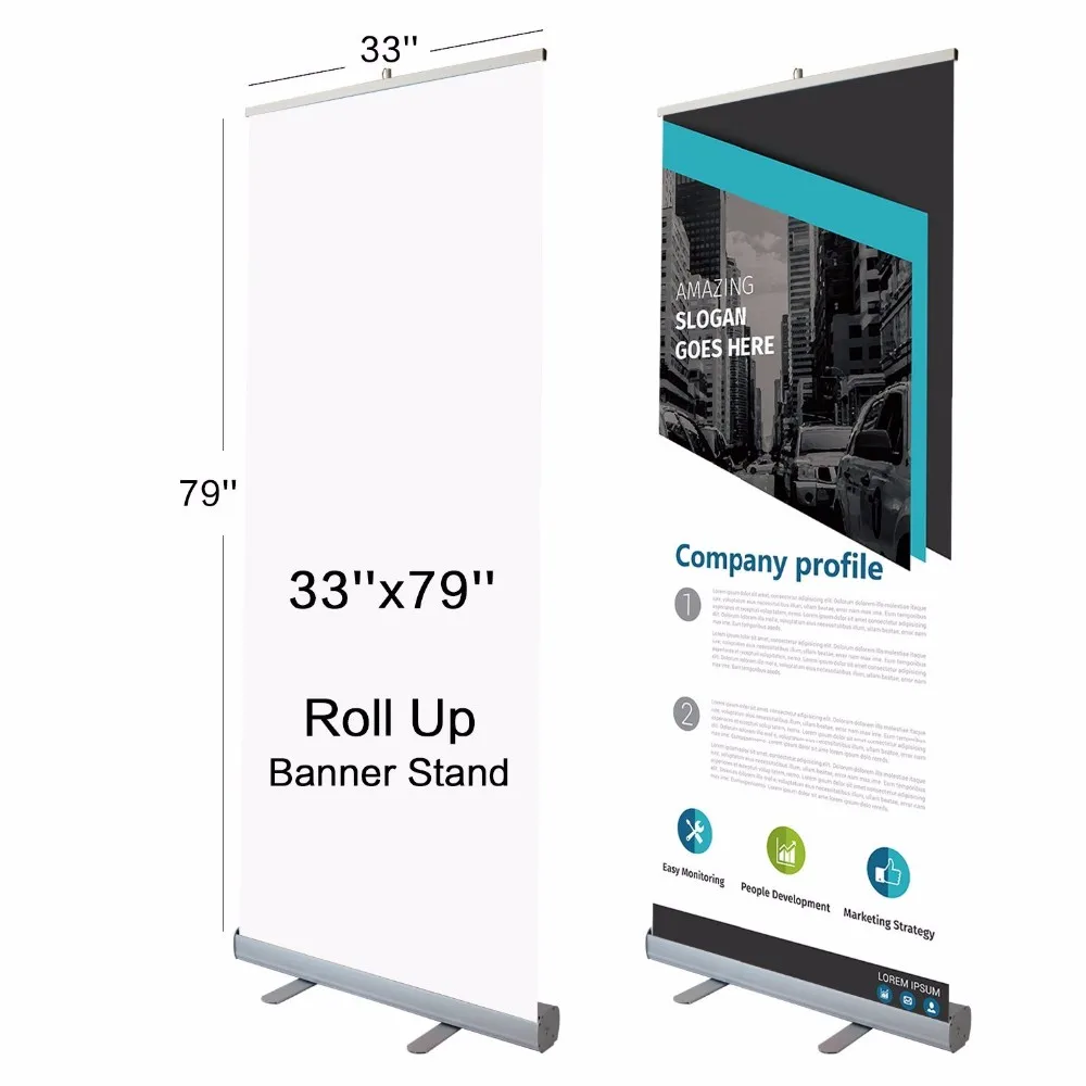 Adjustable Height Retractable Roll Up Banner Stand Trade Show ...