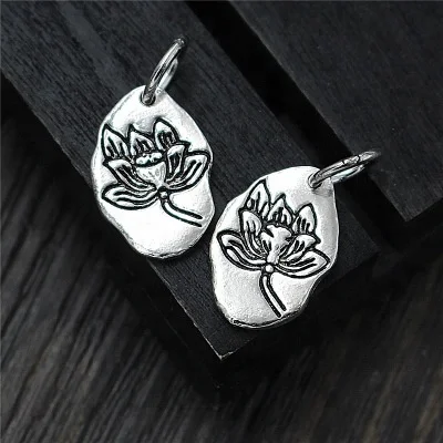 

925 Sterling Silver Lotus Charm Pendant Bead Jewelry Making