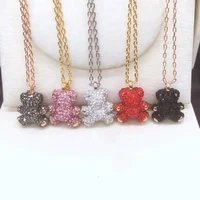 

Xus 925 Sterling Sliver Teddy Bear Valentine's gift doll pendant necklace