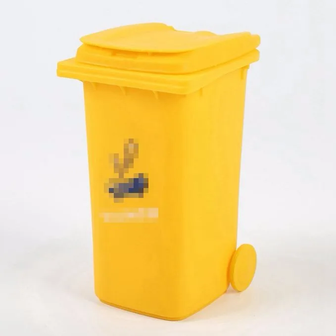 Wholesale Mini Colorful Novelty Plastic Dasktop Trash Can With Wheels