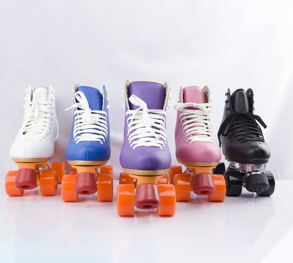 Colorful Genuine Leather Pu Wheels Durable Quad Roller Skates