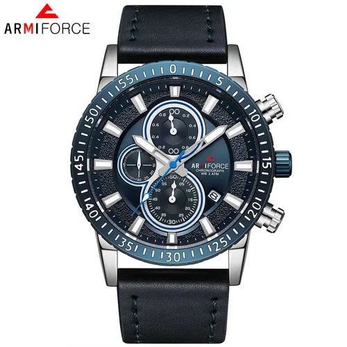 

ARMIFORCE 8003 Men Quartz Watch Leather Sport Band Luminous Hands Calendar Cheap Designer Watches, 5 colors