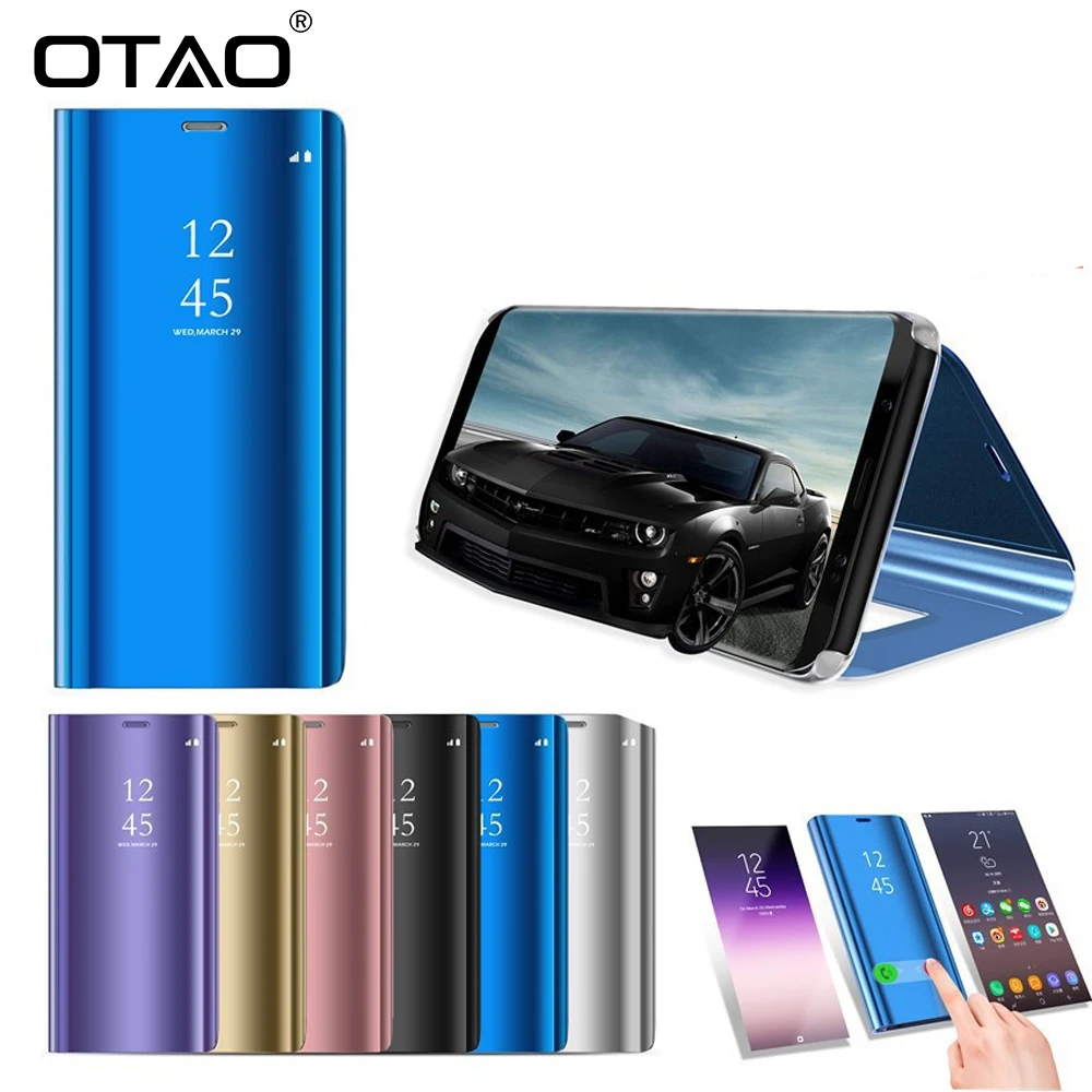 OTAO Mobile Cover For Mi Redmi 5 4X Plus Clear View Smart Mirror Phone Cases For Xiaomi Redmi Note 3 5 5A Pro Coque