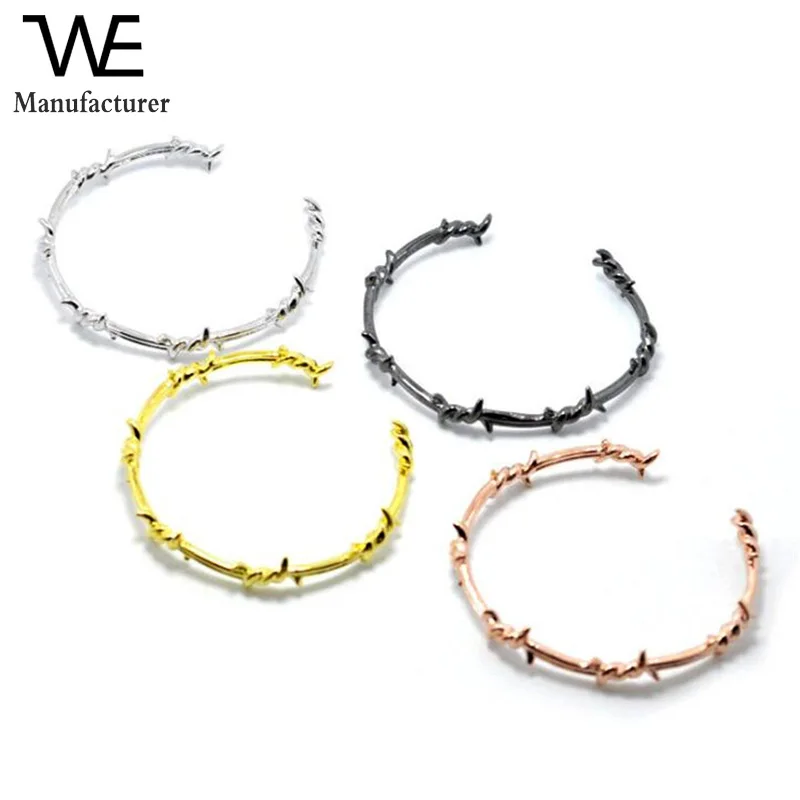 

Minimalism Creative Colorful Twine Thorns Iron Wire Adjustable Unisex Open Bangles Bracelet in Copper Jewelry, Black;gold;slver;rose gold