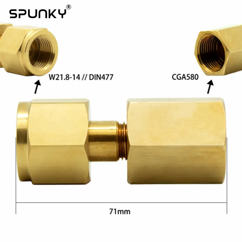 Nitrogen Regulator To Co2 Tank Adapter Fitting Cga320/w21.8/g5/8 To