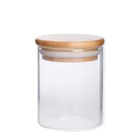 

Hot sale round glass jar with bamboo lid