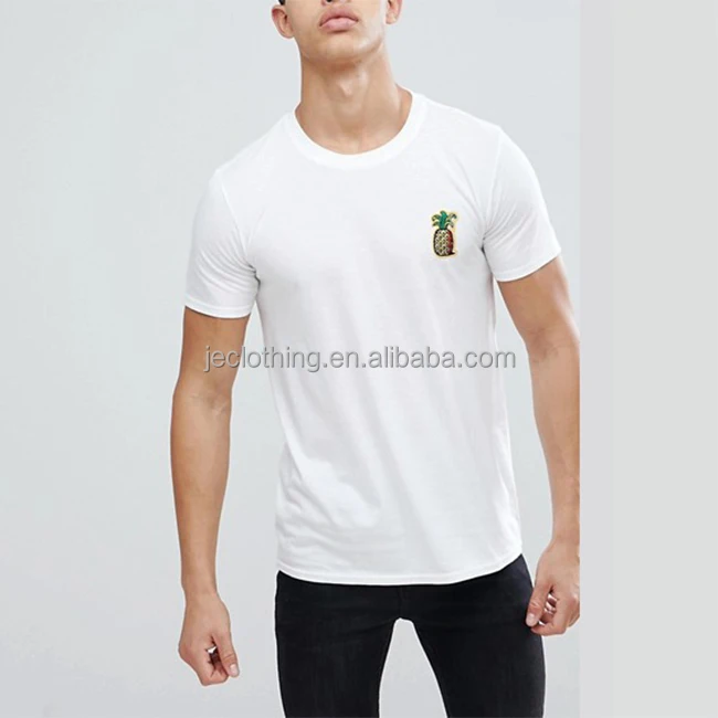 

High quality custom mens embroidered logo white tshirts, N/a