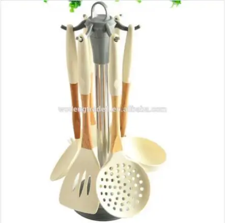 

wooden handle nylon top cooking utensils cookware sets spoon sets scoop and spoon sets WD-650