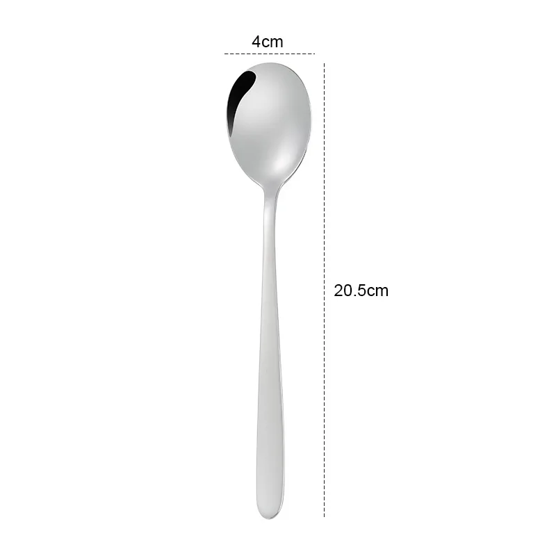 

Amazon hot style 304 stainless steel round spoon fashion spoon long handle for big spoon, Pure color
