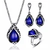 Fashion Gem Silver Jewellery Set Wholesale NSUY-0019