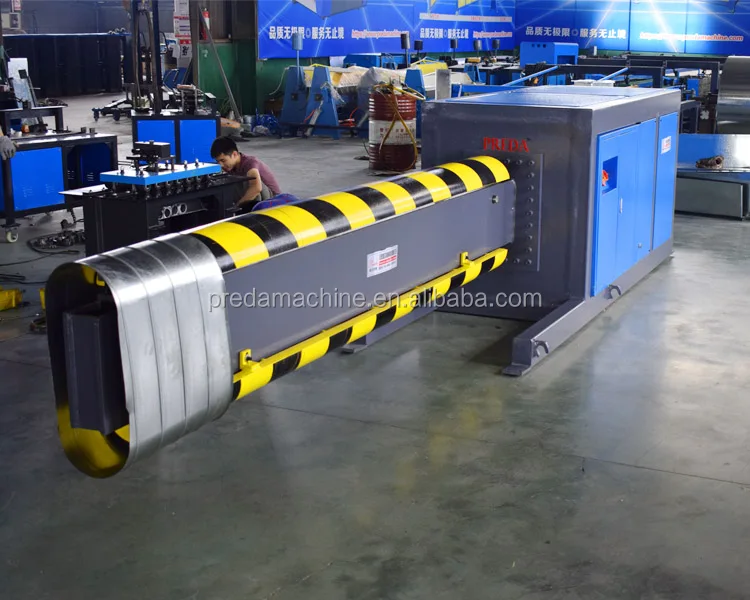 Hydraulic flat oval duct forming machine in 3meter ovalizer with full sets of molds and trays manufactured by Preda Machine