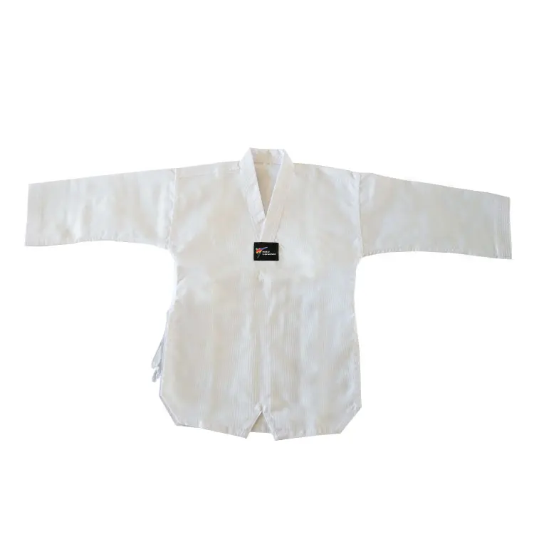 

Wholesale 100% polyester / cotton white martial arts uniforms durable breathable comfortable taekwondo dobok