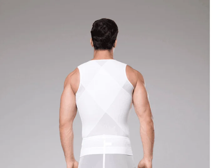 Mens Slimming Body Shaper Vest/T-Shirt With Zipper