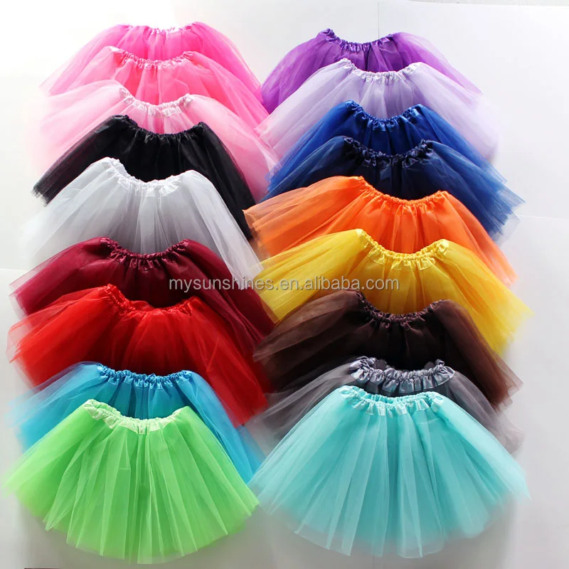 

3 layers polyester tulle baby children big girl adult professional ballet basic tutu skirt, 21 colors