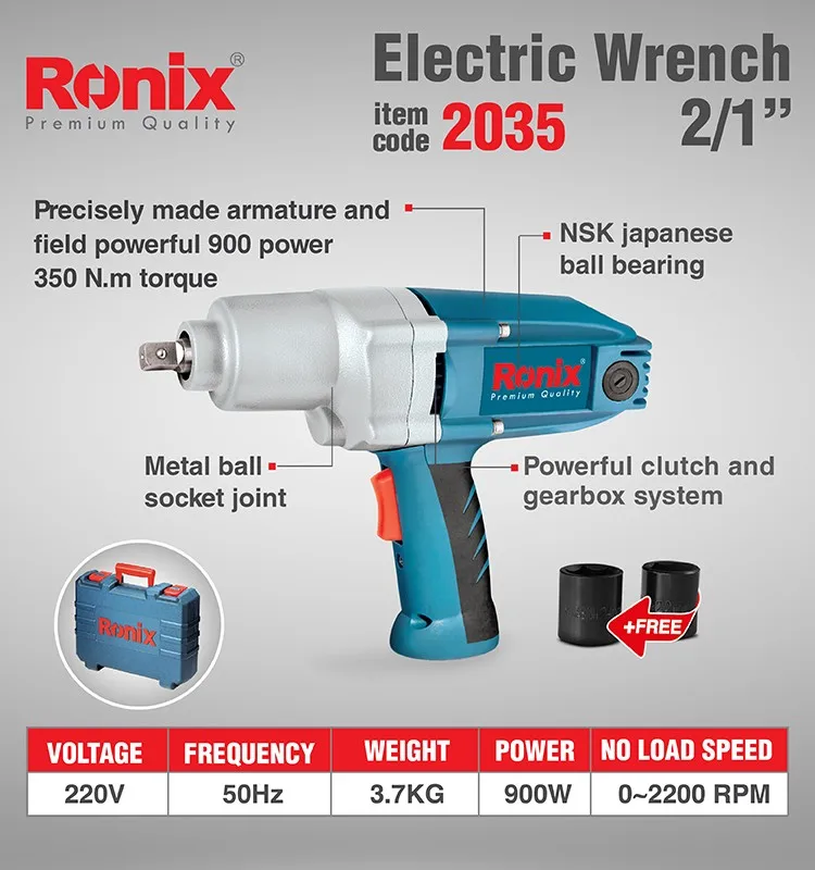 Ronix Professional 900w Electric Impact Wrench,High Quality Electric