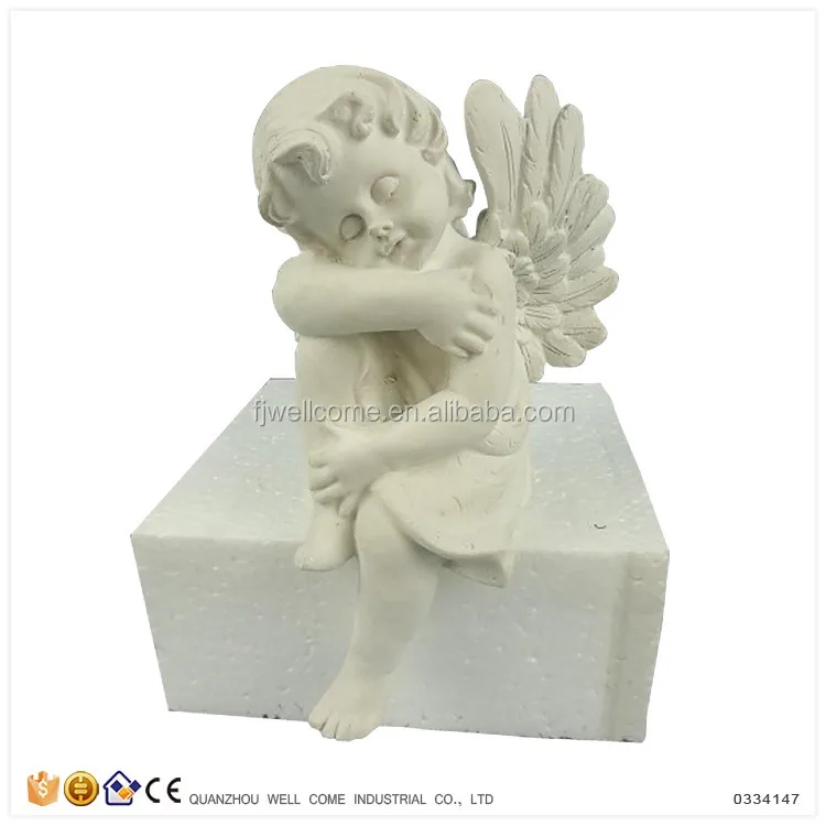 Hot Sale Wholesale Resin Pretty Sleeping White Sweet Baby Cupid Statue