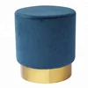 Gold Finish Metal Base Velvet Upholstered Seat Living Room Round Bar Stool