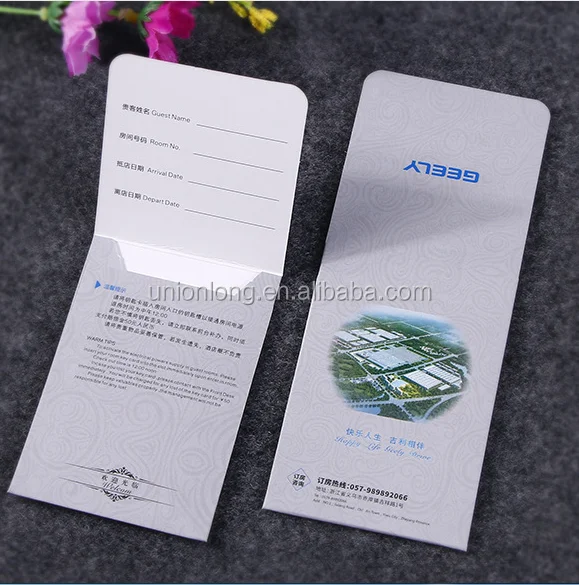 custom hotel key card envelopes