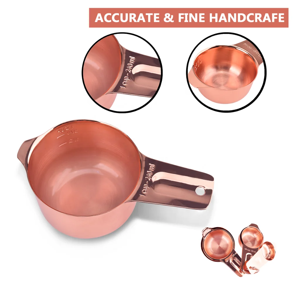 
Wholesale Copper Plated Rose Gold Bakeware Stainless Steel Measuring Cups and Spoons 