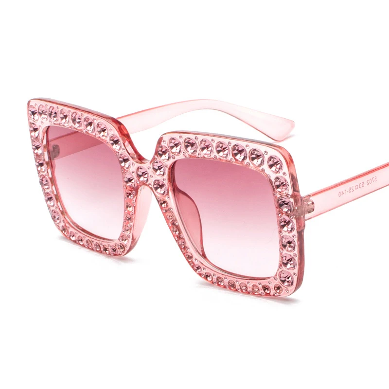 

wholesale small MOQ square diamond sunglasses women fashion big rhinestone glasses 2019 new luxury band designer sun shades