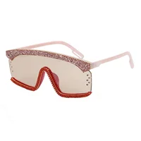 

2019 Oversized sunglasses women luxury gravel rhinestone clear lens sun glasses men female shades bling stones one piece goggle