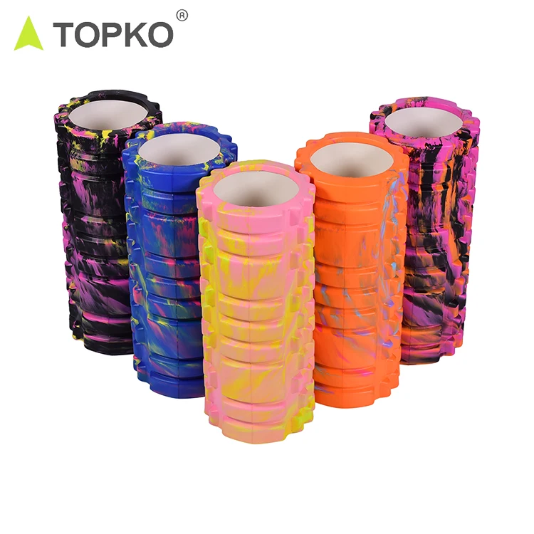 

TOPKO custom personalised yoga fitness rodillo de espuma camo back muscle massage black eva hollow foam rollers, Customized