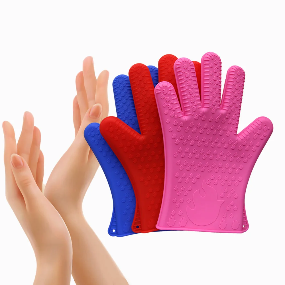 Silicone Heat Resistant Gloves/silicone Oven Mitts For Oven Cooking