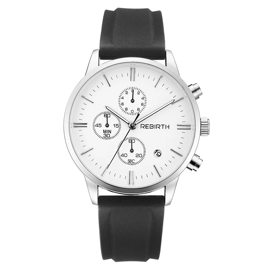 

Rebirth-095 Cheap Rubber Strap Men Hand Watches Auto-date Rebirth Brand Quartz Business Men Wrist Watch, Mix color