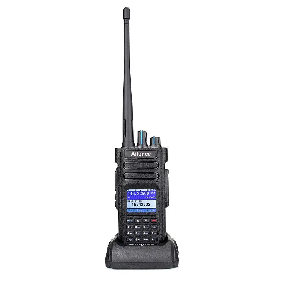 

Ailunce HD1 3000CH Walkie Talkie DMR Digital Ham Two way Radio 10W Waterproof program GPS walkie talkie, Black,