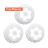 mini indoor clothes closet 3pcs Battery Powered Round human body PIR Motion under cabinet Sensor Led night Light