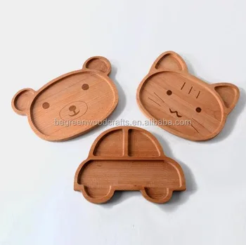 Bois Naturel Couverts Plateau Sans Laqué En Bois Plat Créatif Dessin Animé Enfants Trois Grille Plaque Buy Plateaux En Bois Non Finisplaques