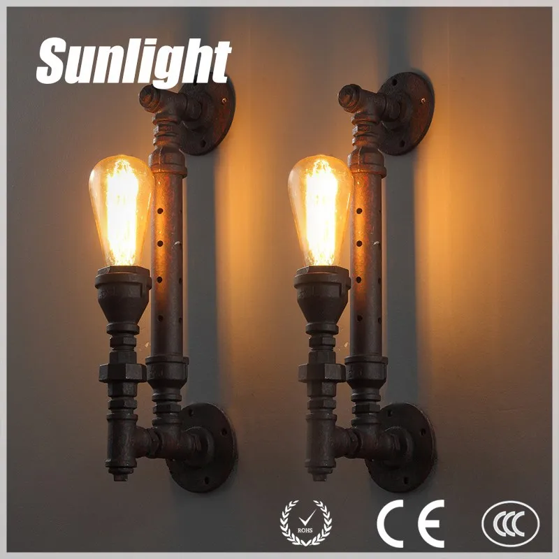 Moderno loft tuberÃa de agua de luz de pared de la vendimia ...