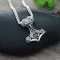 10pcs Handmade Thor Hammer Pendant Trinity Rune Necklace Charm Celtics Triquetra Knot Necklace Viking Necklace CT170