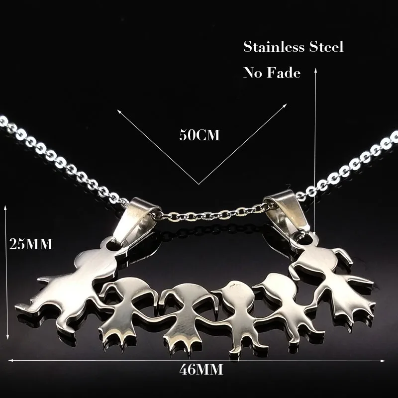 

Stainless Steel Girls Boys Necklace Women Mama Kids Neckless Jewelry Accessories Silver Color Family Necklaces Jewerly, Gold