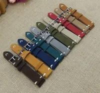 

Factory price18/20/22mm interchangeable quick release pin vintage italian genuine leather suede watch strap band with hand sew