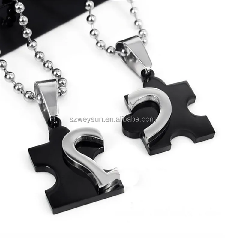 

Romantic New Men's Women's Couple Lovers Stainless Steel Love Heart Puzzle Necklaces & Pendants For Lover