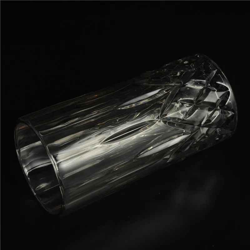 Tall glass candle holders engraved bottom wholesale home decoration