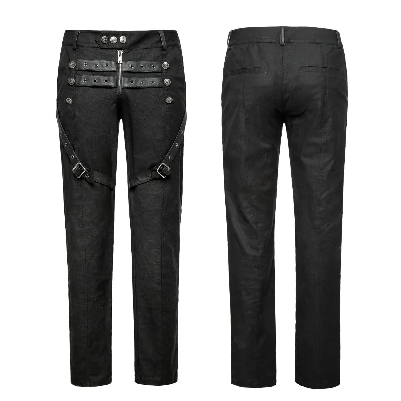 K-279 Punk Rave straight-leg pants men fasteners metal trousers