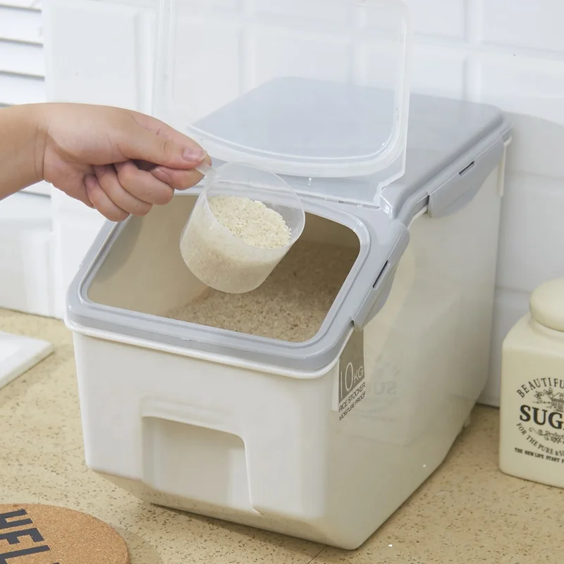 

New style kitchen easy move keeping rice plastic storage bins