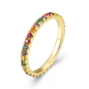 SR63 Simple Circle Sterling Silver Ring Gold Plated Rainbow Eternity Ring for Woman.