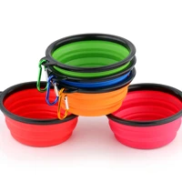 

Custom Logo eco-friendly silicone folding collapsible travel dog bowl with hook portable pet dog feeder dog dishes