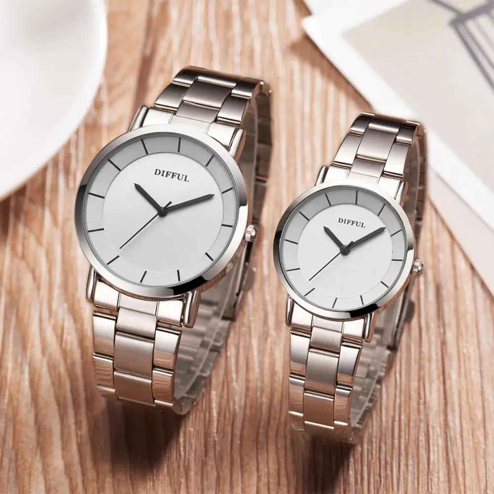 

New Design Stainless Steel gift set watch for couple, 2 colors as the picture