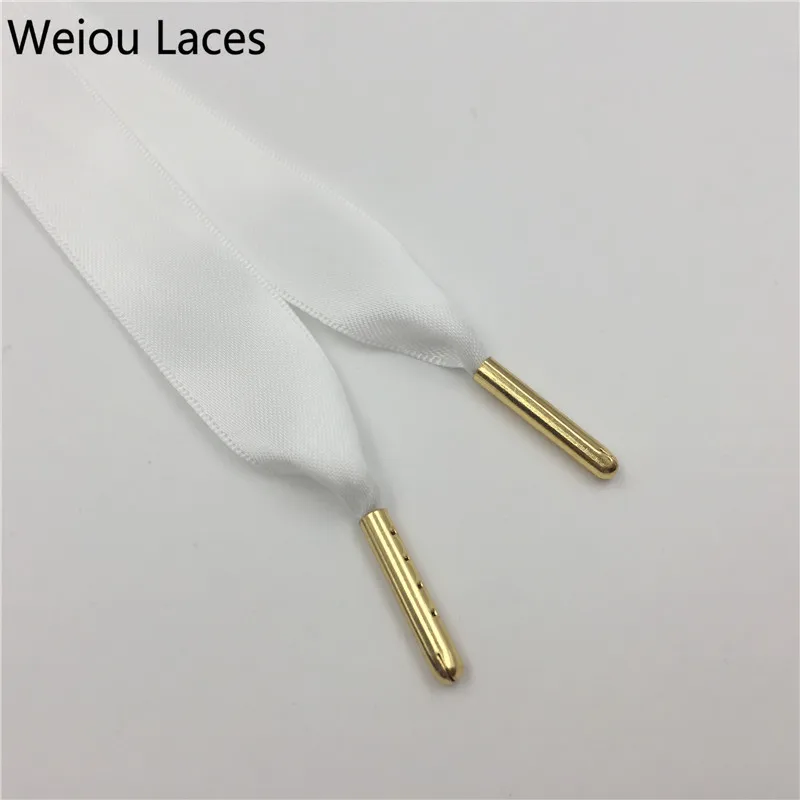

Weiou white silk shoelaces with metal tips white ribbon shoestrings support custom logo beautiful laces for dress or shoes, Any colors supported,support pantone color