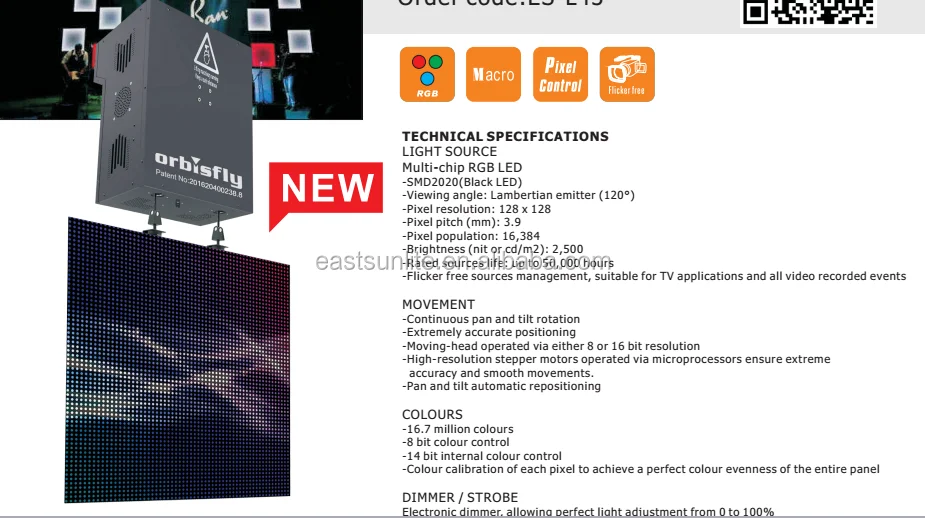Eastsun Latest Led Kinetic Screen Led Lifting Screen Dmx Winch Display