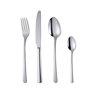 Image of knife spoon fork rose gold flatware sets, stainless steel 18/0 cutlery set